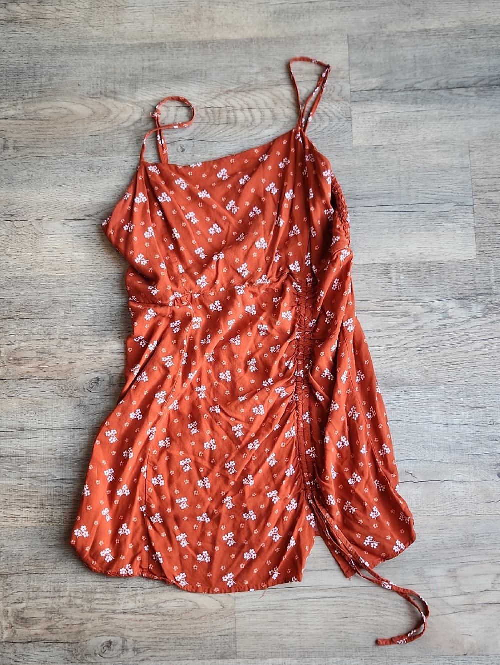 Aeropostale Rust Floral Ruched Mini Dress